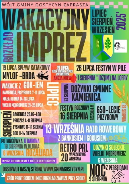 Rozkład imprez w gminie Gostycyn